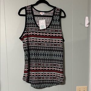 LuLaRoe Black and Red Patterned Tank Top
